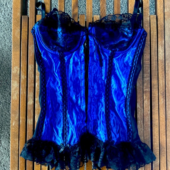 DBF Royal Blue Lace Corset Teddy - Picture 1 of 10